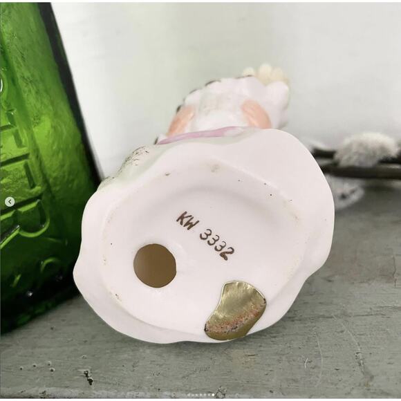 Vintage Lefton November Birthday Angel Bisque Porcelain Flower Basket KW3332 - Picture 7 of 7